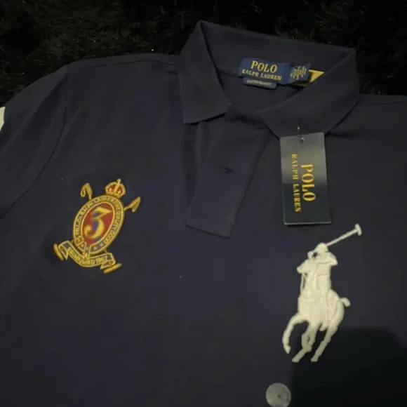 Ralph Lauren Dark Blue Polo with White and Gold Accents - Picture 3 of 3